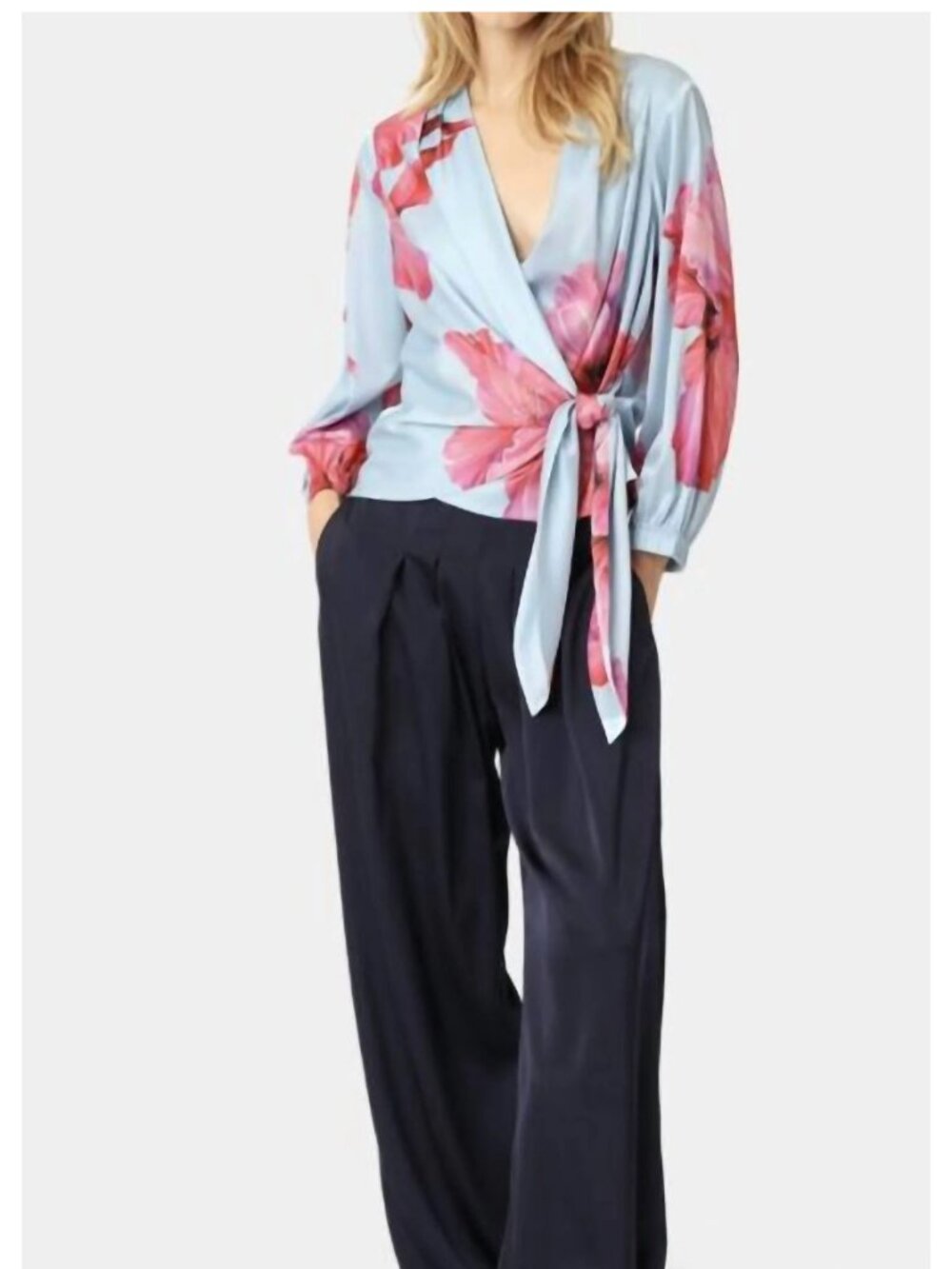 Karmamia Elena Wrap Blouse Silk Floral Tie Waist Romantic S